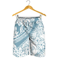 Polynesia Shorts for Men Polynesian Tropical Flowers Blue Pastel Vibes LT14 - Polynesian Pride