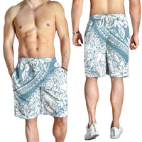 Polynesia Shorts for Men Polynesian Tropical Flowers Blue Pastel Vibes LT14 - Polynesian Pride