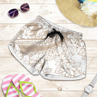 Polynesia Shorts for Women Polynesian Tropical Flowers Beige Pastel Vibes LT14 Beige - Polynesian Pride