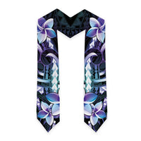 Polynesian Art Tattoo Graduation Stole Plumeria Flowers Turquoise Gradient LT05 - Polynesian Pride