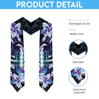 Polynesian Art Tattoo Graduation Stole Plumeria Flowers Turquoise Gradient LT05 - Polynesian Pride