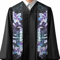 Polynesian Art Tattoo Graduation Stole Plumeria Flowers Turquoise Gradient LT05 - Polynesian Pride