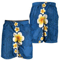 Polynesian Hibiscus and Plumeria Tapa Pattern Shorts for Men Blue Color LT03 - Polynesian Pride