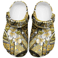 Polynesian Hibiscus Tropical Yellow Floral Clogs Shoes Tribal Pattern - Polynesian Pride