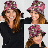 Polynesian Monstera Tiare Floral Bucket Hat Fuchsia Tropical Plaid - Polynesian Pride