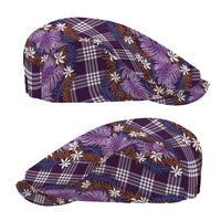 Polynesian Monstera Tiare Floral Jeff Hat Lavender Tropical Plaid - Polynesian Pride