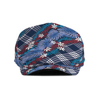 Polynesian Monstera Tiare Floral Jeff Hat Royal Blue Tropical Plaid - Polynesian Pride