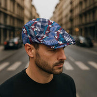 Polynesian Monstera Tiare Floral Jeff Hat Royal Blue Tropical Plaid - Polynesian Pride