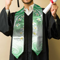 Polynesian Pattern Graduation Stole With Plumeria Green LT05 - Polynesian Pride