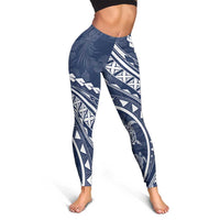 Polynesian Pride Leggings Turtle Hibiscus Luxury Style - Navy - Polynesian Pride