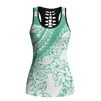 Polynesian Tiare Flower Cyan Pastel Hollow Tank Top LT14 Female Cyan - Polynesian Pride