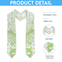 Polynesian Tiare Flower Sage Green Pastel Graduation Stole LT14 - Polynesian Pride