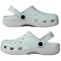 Polynesian Tiare Monstera Seafoam Green Clogs Shoes Liquid Style LT01 - Polynesian Pride