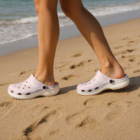 Polynesian Tiare Monstera Soft Pink Clogs Shoes Liquid Style LT01 - Polynesian Pride