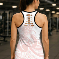 Polynesian Tribal Plumeria Lotu Tamaiti Hollow Tank Top Pastel Blush LT9 - Polynesian Pride