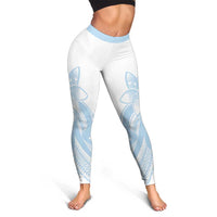 Polynesian Tribal Plumeria Lotu Tamaiti Leggings Pastel Sky Blue - Polynesian Pride