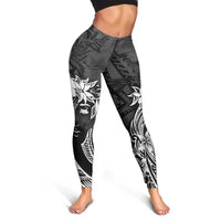 Polynesian Women's Day Leggings Plumeria Passion - Black LT7 - Polynesian Pride