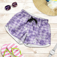 Poni Aloha Hawaii Shorts for Women Plumeria Lei With Palaka Motif - Polynesian Pride