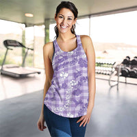 Poni Aloha Hawaii Women Racerback Tank Plumeria Lei With Palaka Motif - Polynesian Pride