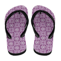 Poni Palaka Quilt Hawaii Flip Flops Hawaiian Tropical Monstera Sea Turtle LT14 - Polynesian Pride