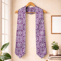 Poni Palaka Quilt Hawaii Graduation Stole Hawaiian Tropical Monstera Sea Turtle LT14 One Size Purple - Polynesian Pride