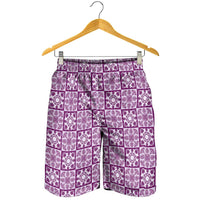 Poni Palaka Quilt Hawaii Shorts for Men Hawaiian Tropical Monstera Sea Turtle LT14 - Polynesian Pride