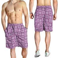 Poni Palaka Quilt Hawaii Shorts for Men Hawaiian Tropical Monstera Sea Turtle LT14 - Polynesian Pride