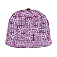 Poni Palaka Quilt Hawaii Snapback Cap Hawaiian Tropical Monstera Sea Turtle LT14 One Size Purple - Polynesian Pride
