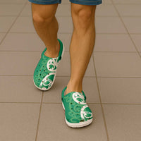 Pounamu Green Maori Clogs Shoes Koru Kowhaiwhai