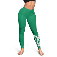 Pounamu Green Maori Leggings Koru Kowhaiwhai LT7 - Polynesian Pride