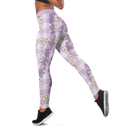 Pua Kalaunu Lei Leggings Palaka Pattern LT01 Purple - Polynesian Pride