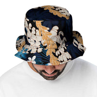 Puakenikeni Maile Lei Bucket Hat Frangipani Blue Tropical Leaves LT01 - Polynesian Pride