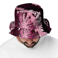 Puakenikeni Maile Lei Bucket Hat Frangipani Pink Tropical Leaves LT01 - Polynesian Pride