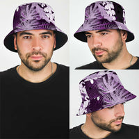 Puakenikeni Maile Lei Bucket Hat Frangipani Purple Tropical Leaves LT01 - Polynesian Pride