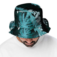 Puakenikeni Maile Lei Bucket Hat Frangipani Turquoise Tropical Leaves LT01 - Polynesian Pride