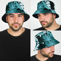 Puakenikeni Maile Lei Bucket Hat Frangipani Turquoise Tropical Leaves LT01 - Polynesian Pride