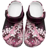 Puakenikeni Maile Lei Clogs Shoes Frangipani Pink Tropical Leaves LT01 Pink - Polynesian Pride