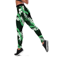 Puakenikeni Maile Lei Leggings Frangipani Green Tropical Leaves LT01 Green - Polynesian Pride