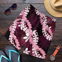 Puakenikeni Maile Lei Shorts for Men Frangipani Pink Tropical Leaves LT01 Pink - Polynesian Pride