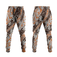 Puatou Tahiti Tiare Monstera Jogger Pants Polynesian Pattern Curve Style - Polynesian Pride