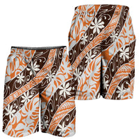 Puatou Tahiti Tiare Monstera Shorts for Men Polynesian Pattern Curve Style LT01 - Polynesian Pride