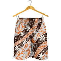 Puatou Tahiti Tiare Monstera Shorts for Men Polynesian Pattern Curve Style LT01 - Polynesian Pride