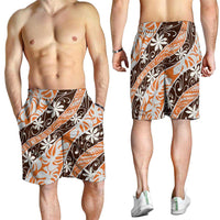 Puatou Tahiti Tiare Monstera Shorts for Men Polynesian Pattern Curve Style LT01 - Polynesian Pride