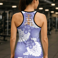 Purple Aloha Hawaii Hollow Tank Top Monstera Hibiscus Plumeria Seamless Vibes - Polynesian Pride