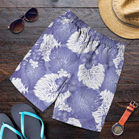 Purple Aloha Hawaii Shorts for Men Monstera Hibiscus Plumeria Seamless Vibes LT14 Purple - Polynesian Pride