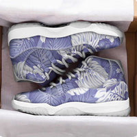 Purple Aloha Hawaii Sneakers J11 Monstera Hibiscus Plumeria Seamless Vibes - Polynesian Pride