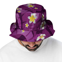 Purple Banana Leaf Hawaii Bucket Hat Lau Maia Plumeria Tropical Summer Vibes