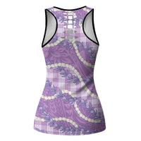 Purple Hawaii Palaka Honohono Pikake Hollow Tank Top Hawaiian Orchid Lei Polynesian Pattern LT14 - Polynesian Pride