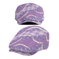 Purple Hawaii Palaka Honohono Pikake Jeff Hat Hawaiian Orchid Lei Polynesian Pattern - Polynesian Pride