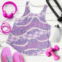 Purple Hawaii Palaka Honohono Pikake Women Racerback Tank Hawaiian Orchid Lei Polynesian Pattern - Polynesian Pride